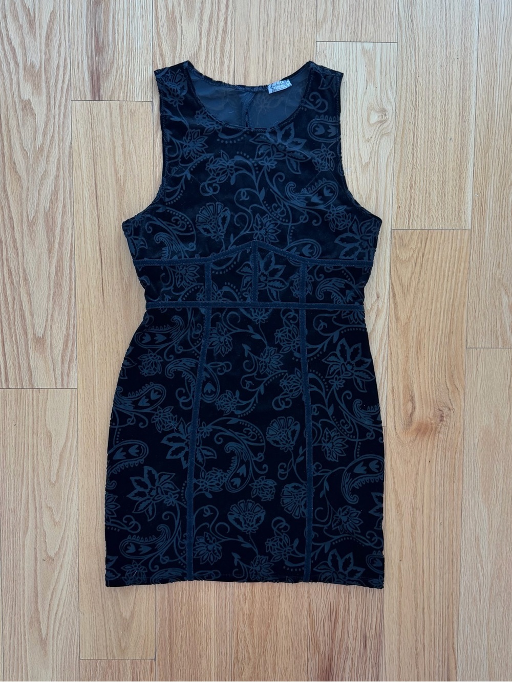 Free People Intimately Burnout Babe Black Velvet Bodycon Mini Dress Whimsigoth